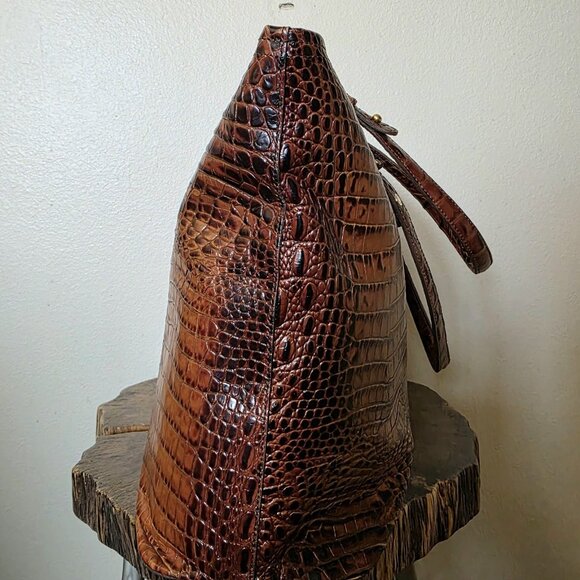 Brahmin Medium Asher Toasted Melbourne Croc Embossed Tote Leather Bag - Picture 10 of 16